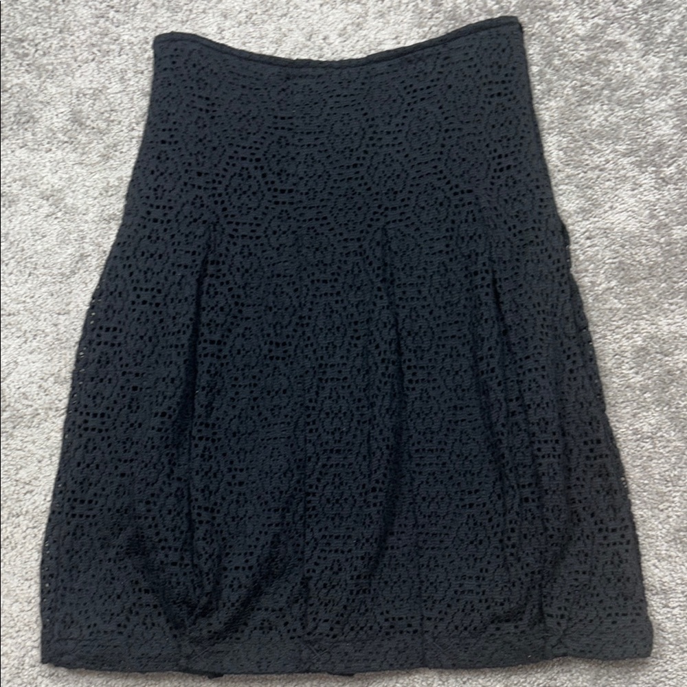 Isaac Mizrahi Black A-Line Bubble midi Lace Skirt